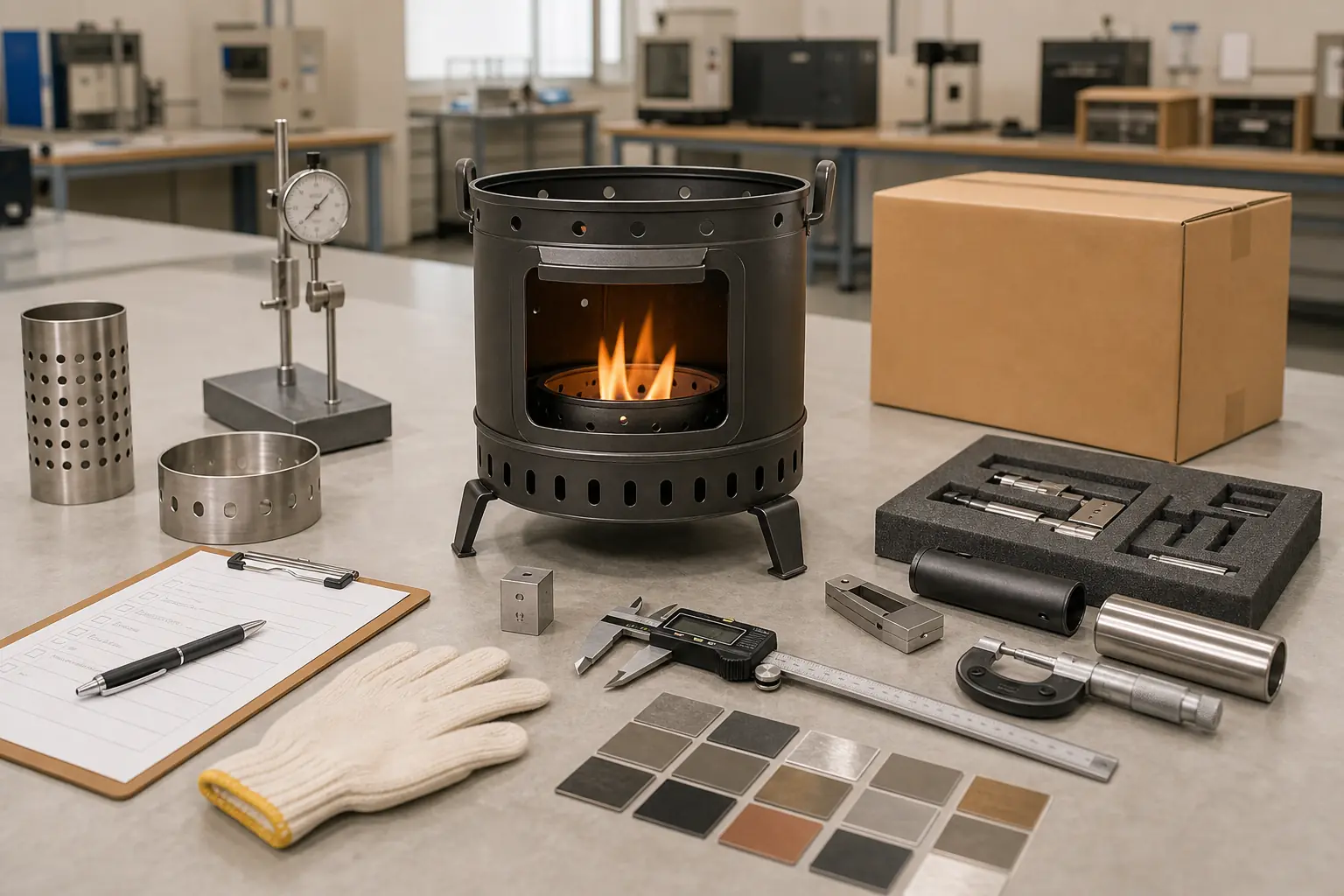 Illustrative inspection planning scene for outdoor stove order planning