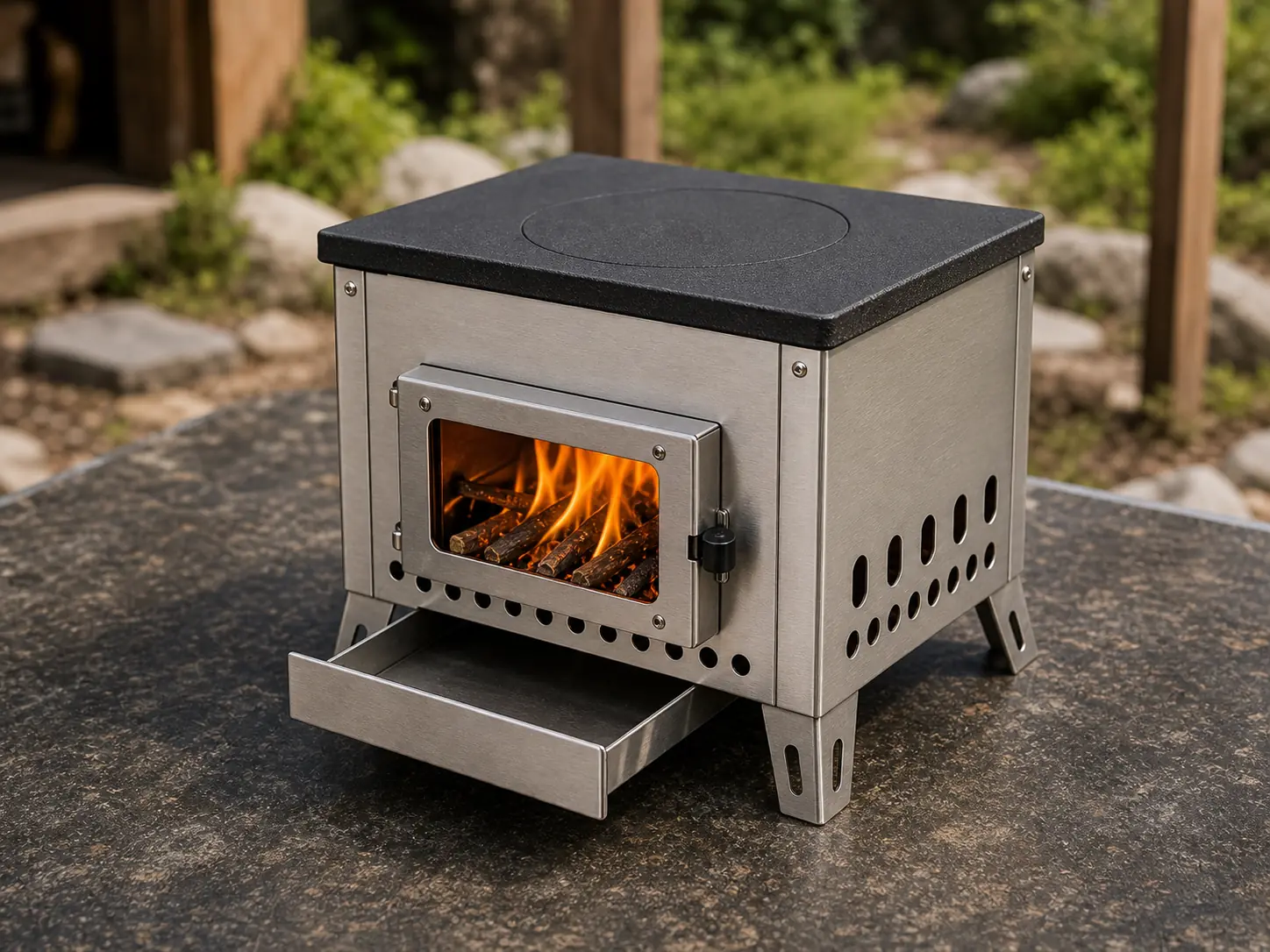 Compact Camping Stove with Cast Iron Hot Plate