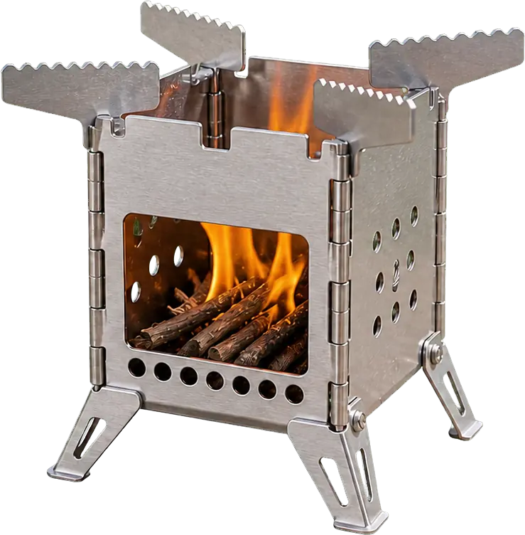 Mini 430 Stainless Steel Camping Stove configuration shown