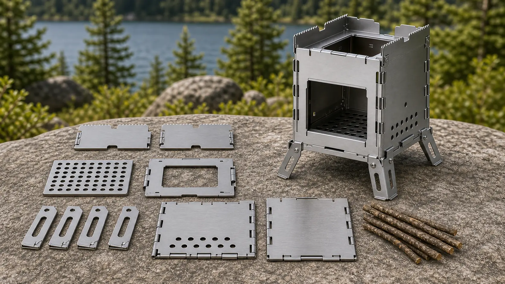 Illustrative detail view of Foldable Mini Stainless Steel Wood Stove