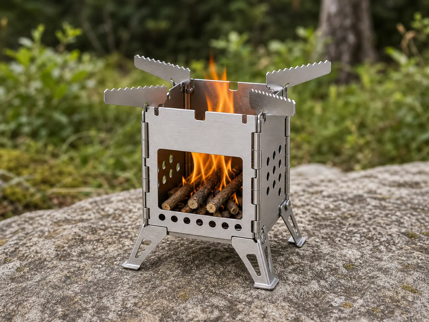 Mini 430 Stainless Steel Camping Stove configuration shown