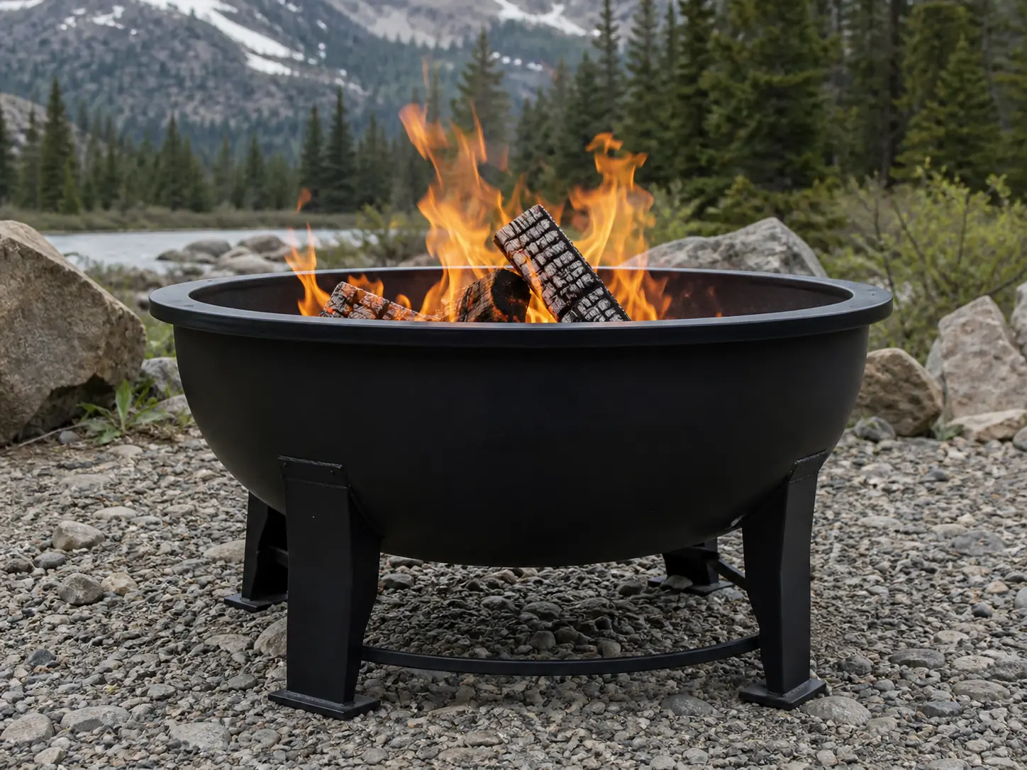 Porcelain-Enameled Fire Pit Brazier with Grill
