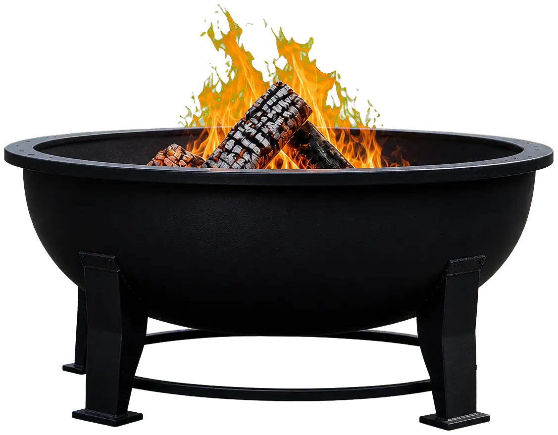 Porcelain-Enameled Fire Pit Brazier with Grill configuration shown