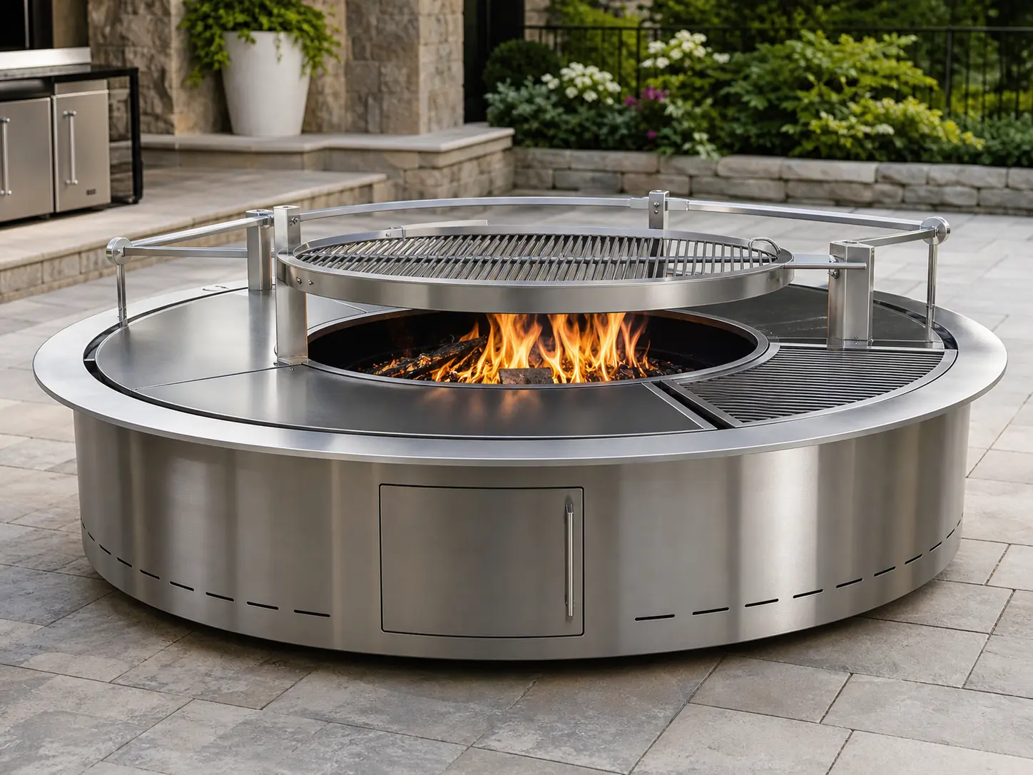 Large Stainless Steel Fire Pit Cooking Station