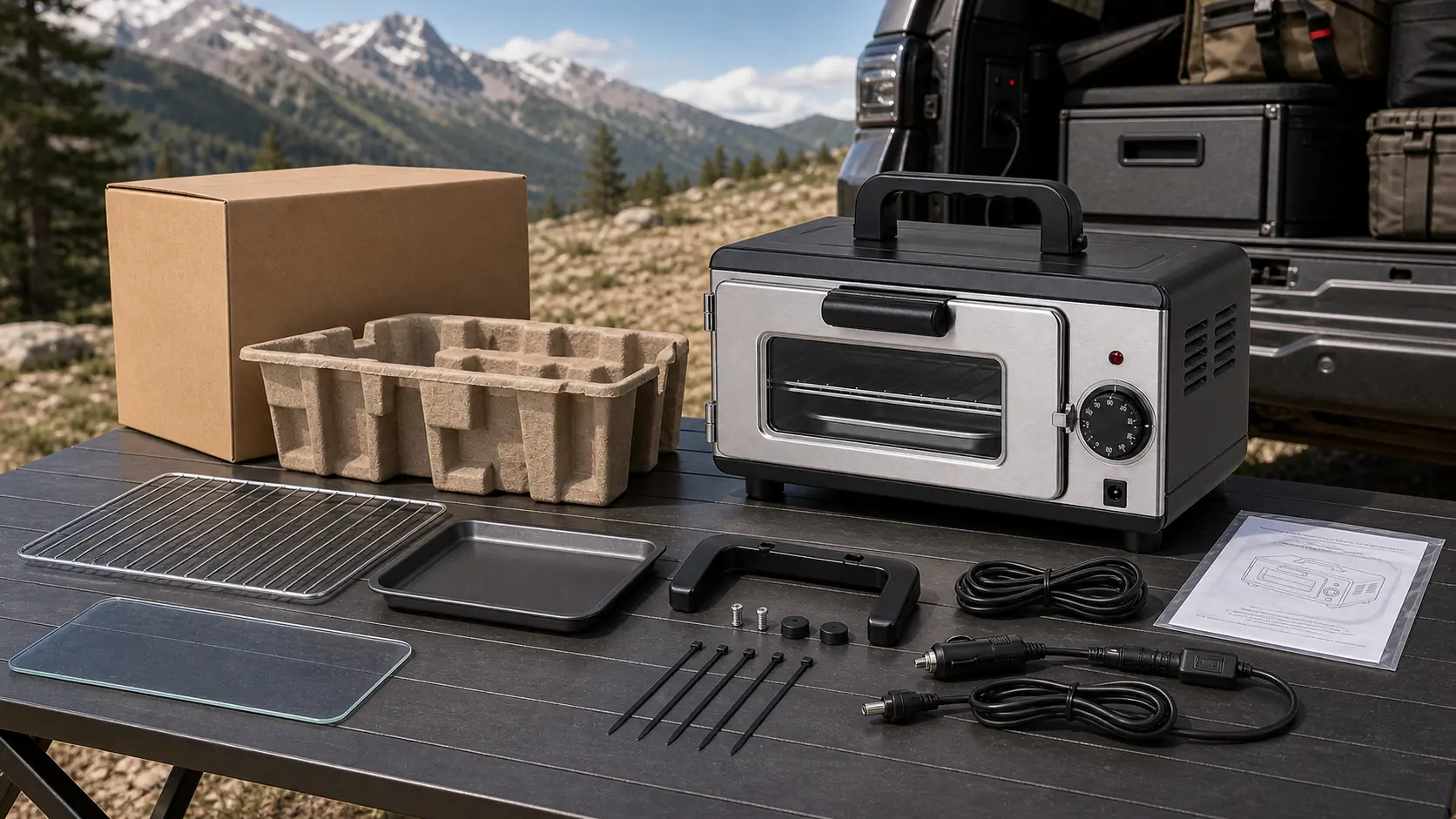 Illustrative detail view of 12 V DC Portable Food-Warming Oven
