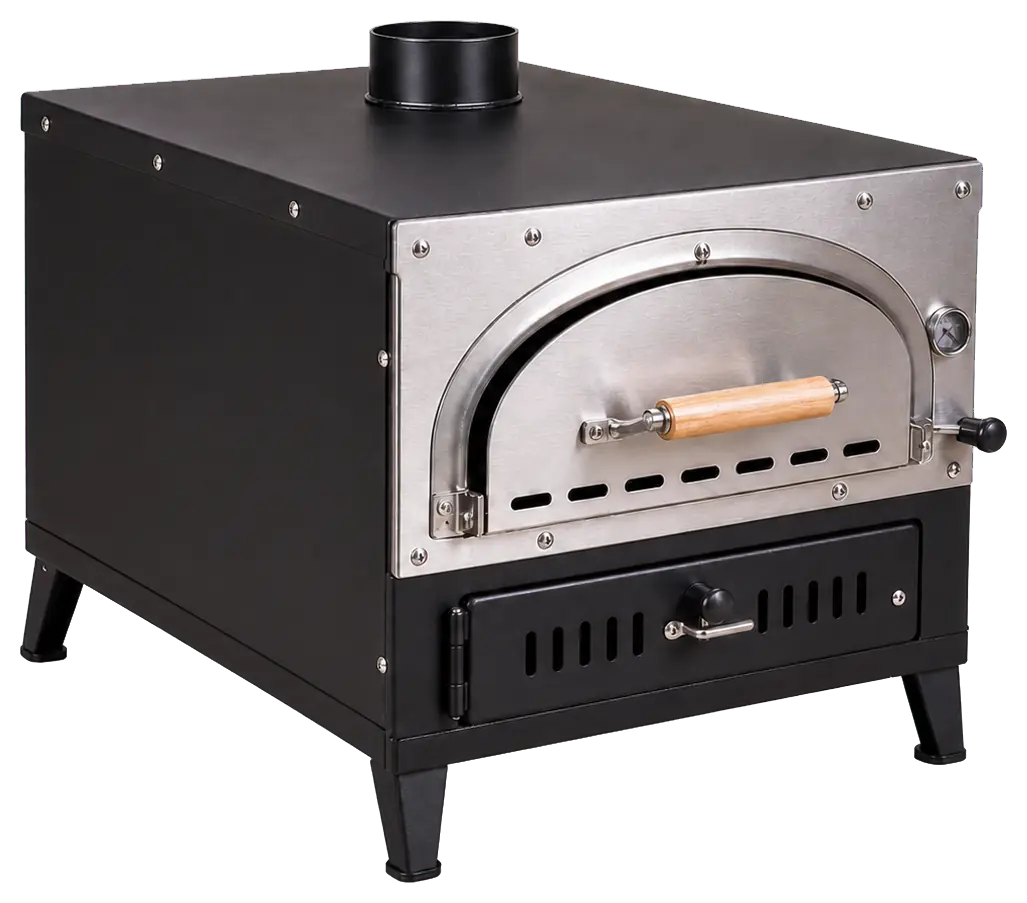 Weathering Steel Wood-Fired Outdoor Oven configuration shown