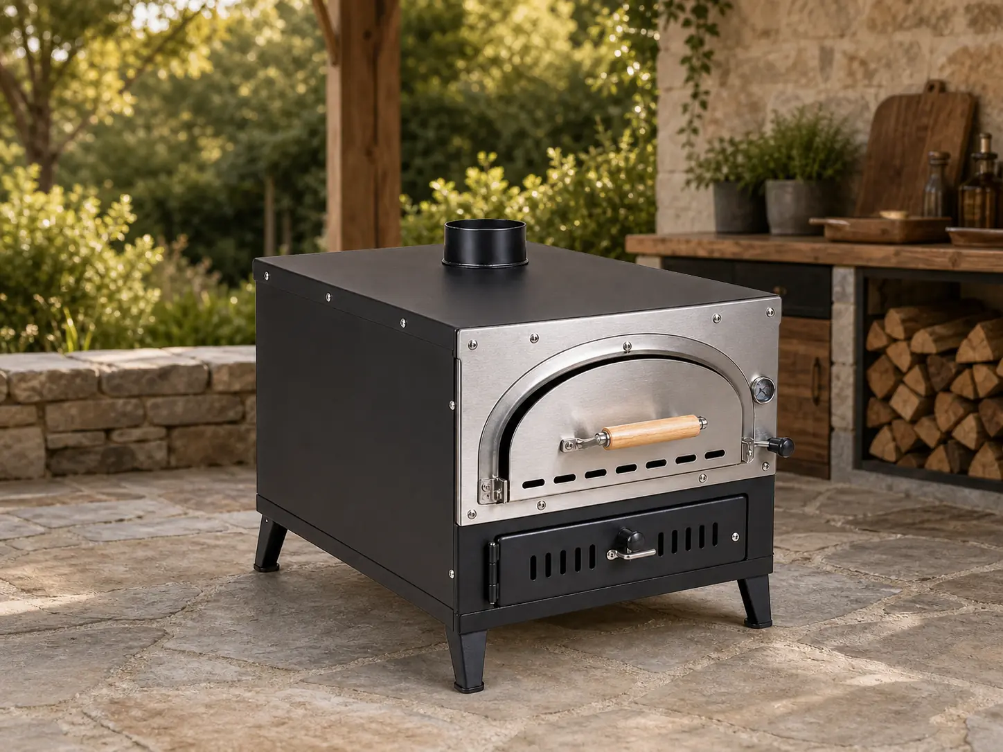 Weathering Steel Wood-Fired Outdoor Oven