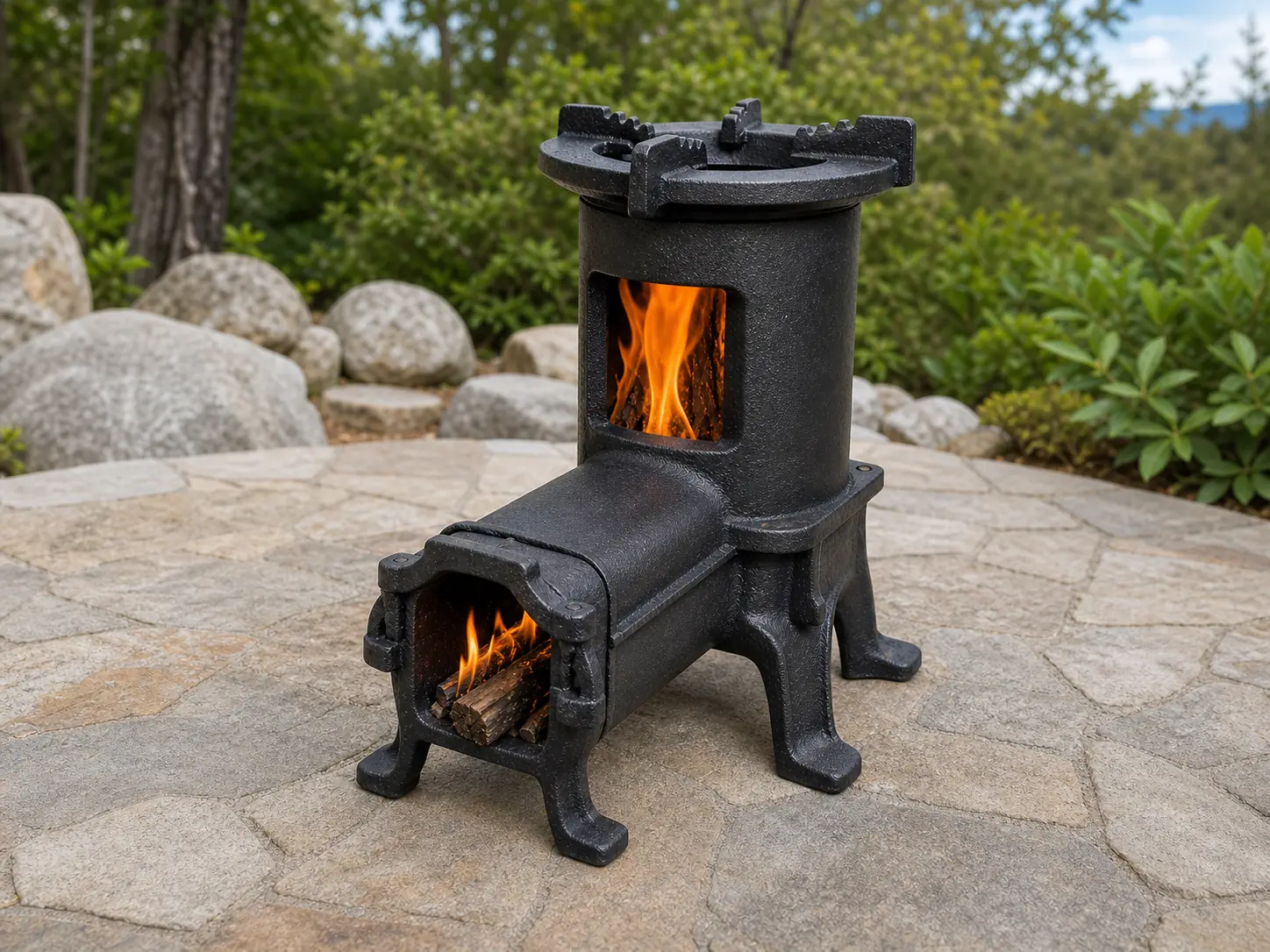 Illustrative product view of Cast Iron Wood-Burning Rocket Stove