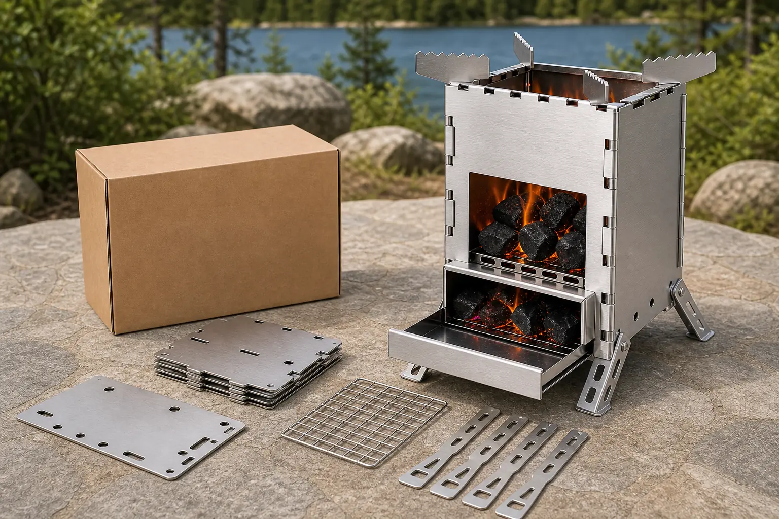 Illustrative detail view of Detachable Stainless Steel Charcoal Stove