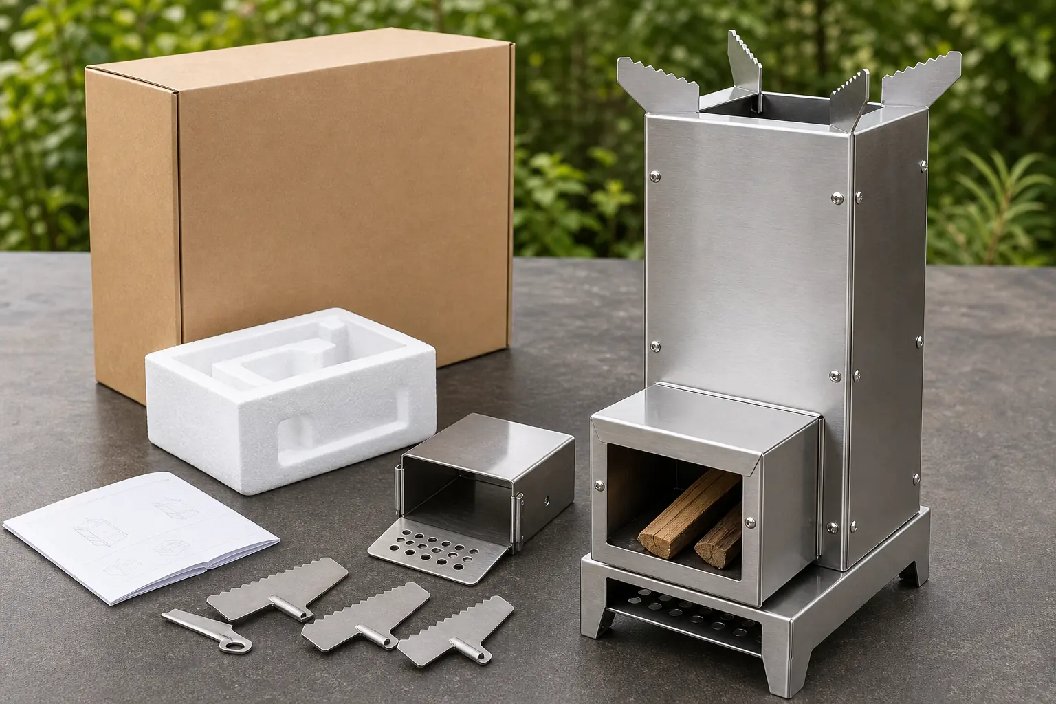 Illustrative detail view of Tall Stainless Steel Rocket Stove