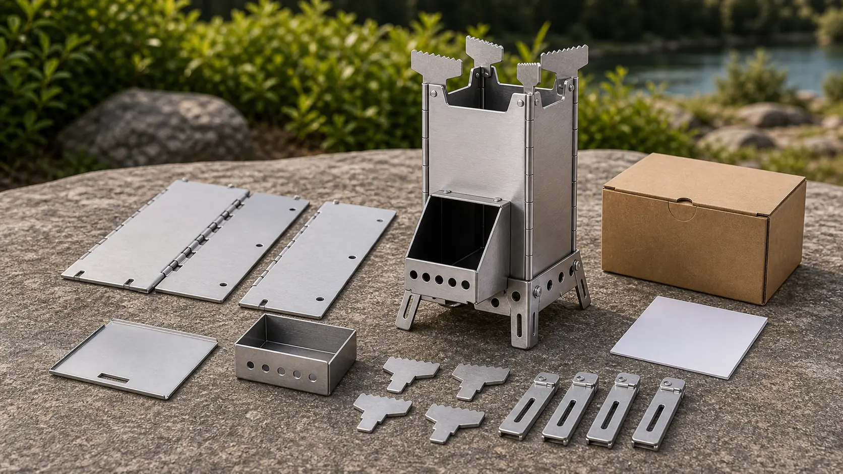 Illustrative detail view of Mini Foldable Wood-Burning Rocket Stove