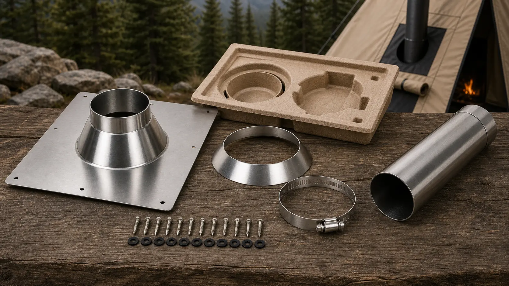 Illustrative detail view of Stainless Steel Chimney Flashing Kit