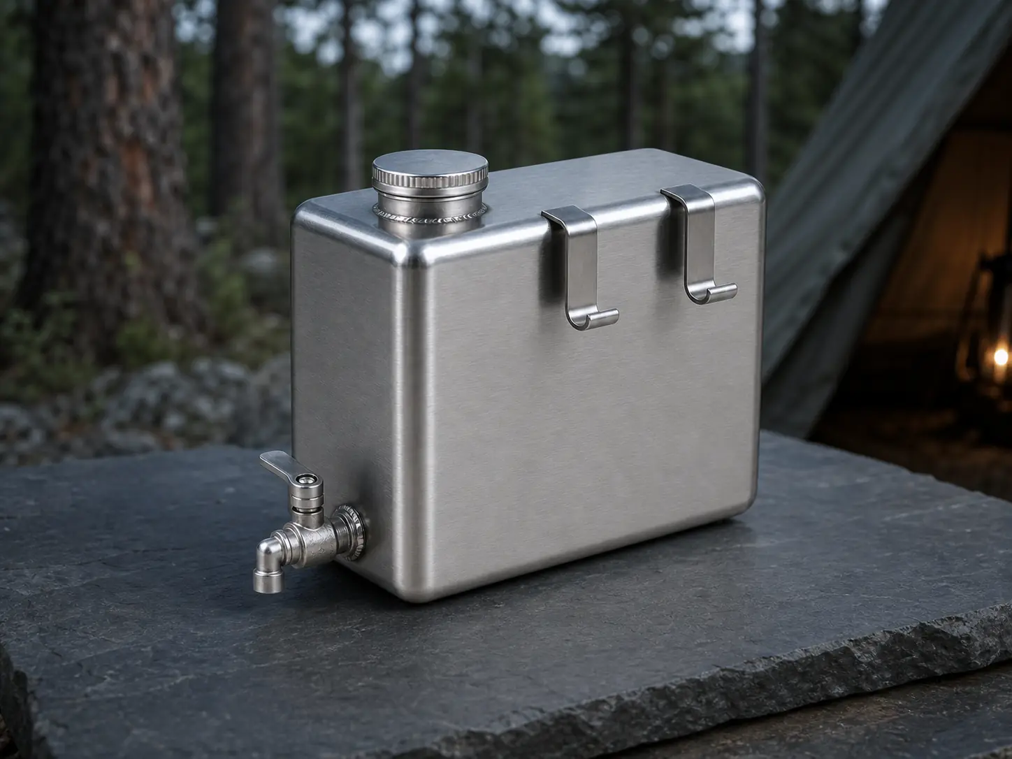 Illustrative product view of 3 L Side-Mount Water Tank for Tent Stoves