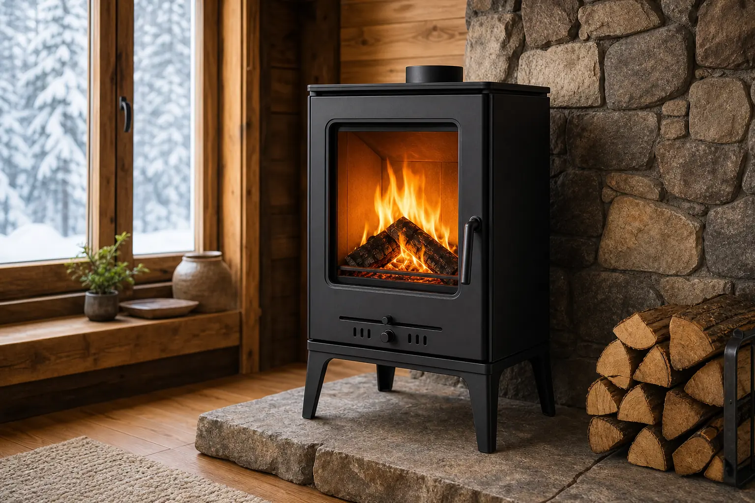 Tall Freestanding Cabin Wood Stove
