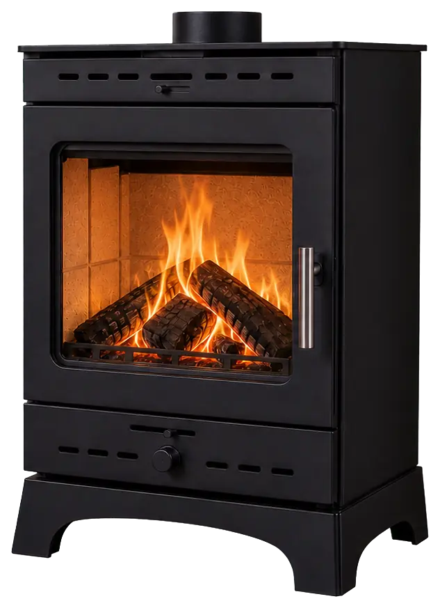 Wood Heater with Upper and Lower Air Inlets configuration shown