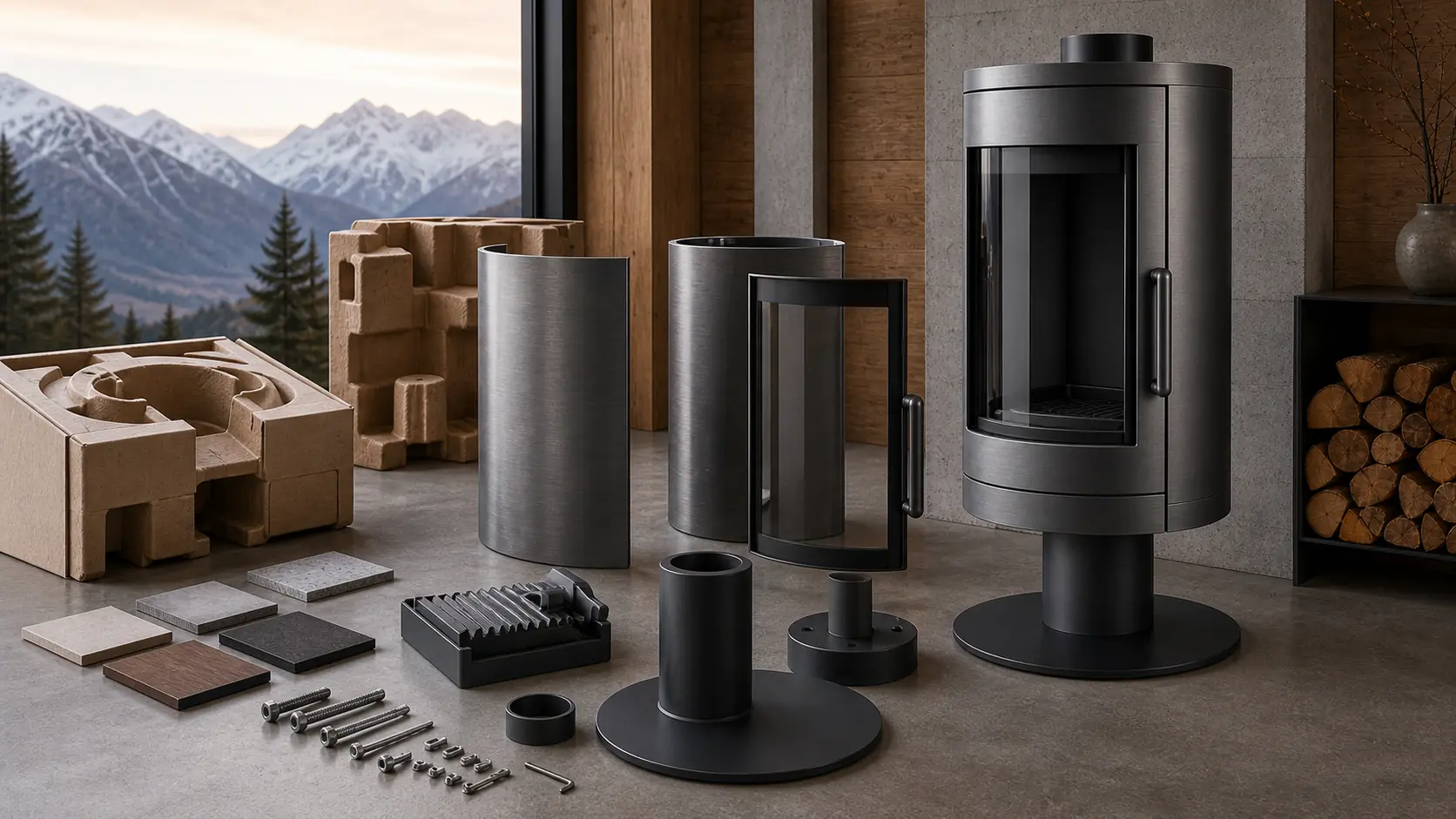 Illustrative detail view of Modern Freestanding Wood Stove
