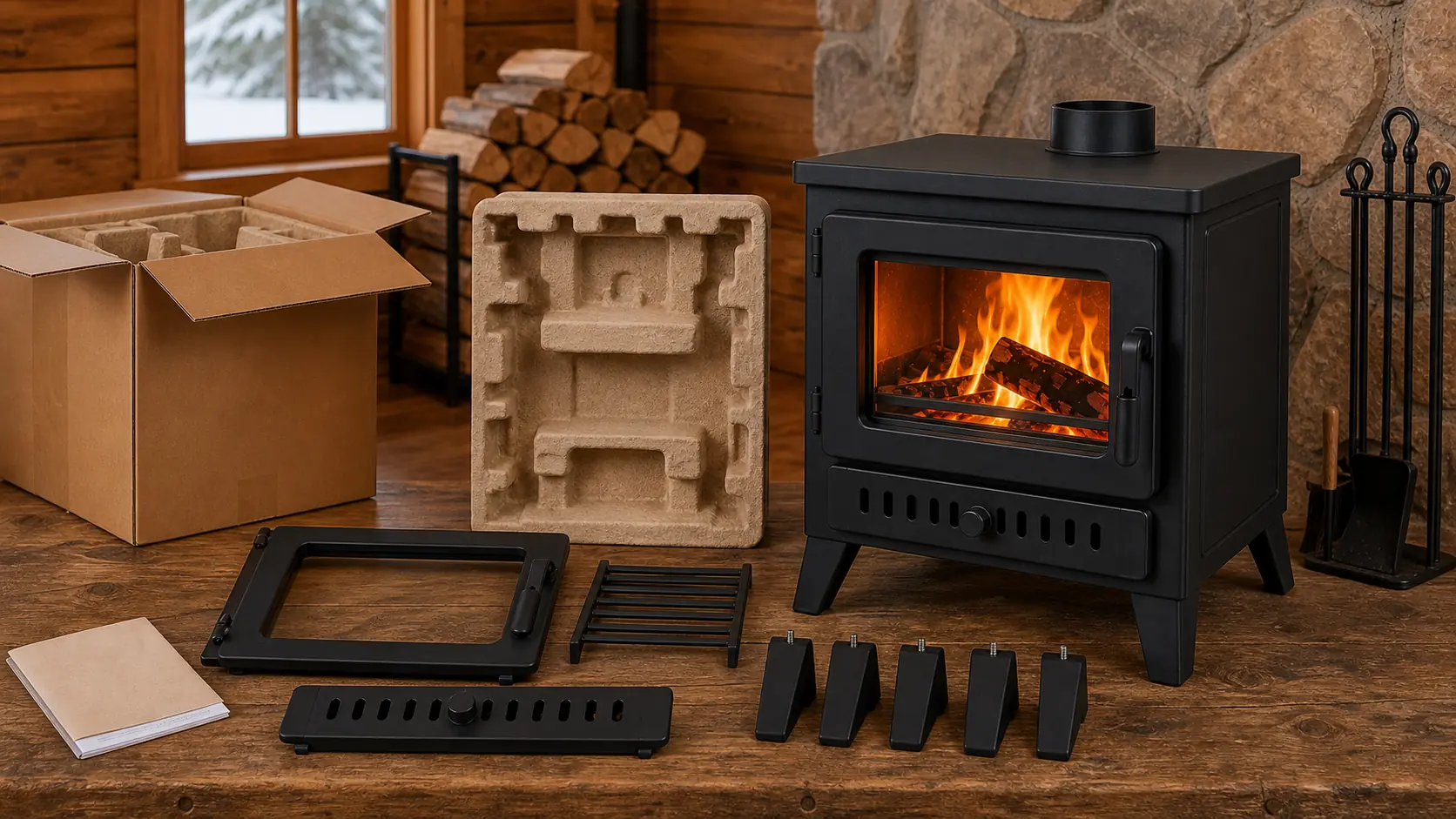 Illustrative detail view of Steel-Bodied Cabin Wood Stove