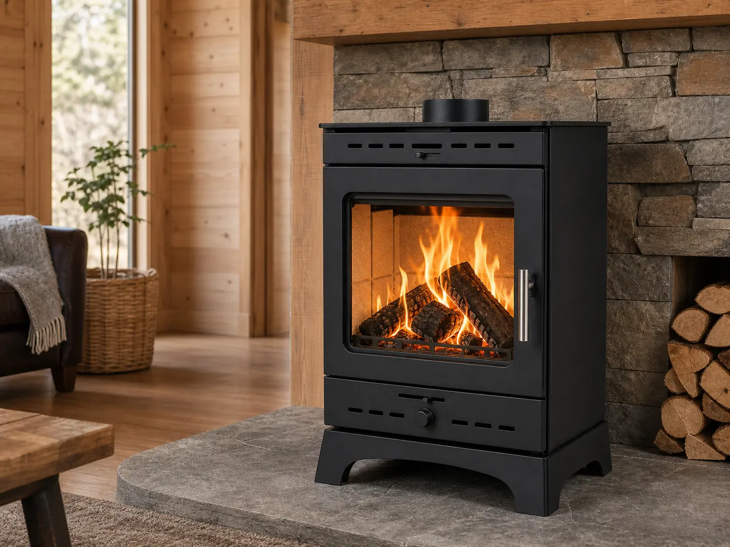 Wood Heater with Upper and Lower Air Inlets